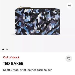 Ted Baker Kaatt Abstract Leather Card Holder Blue Black White